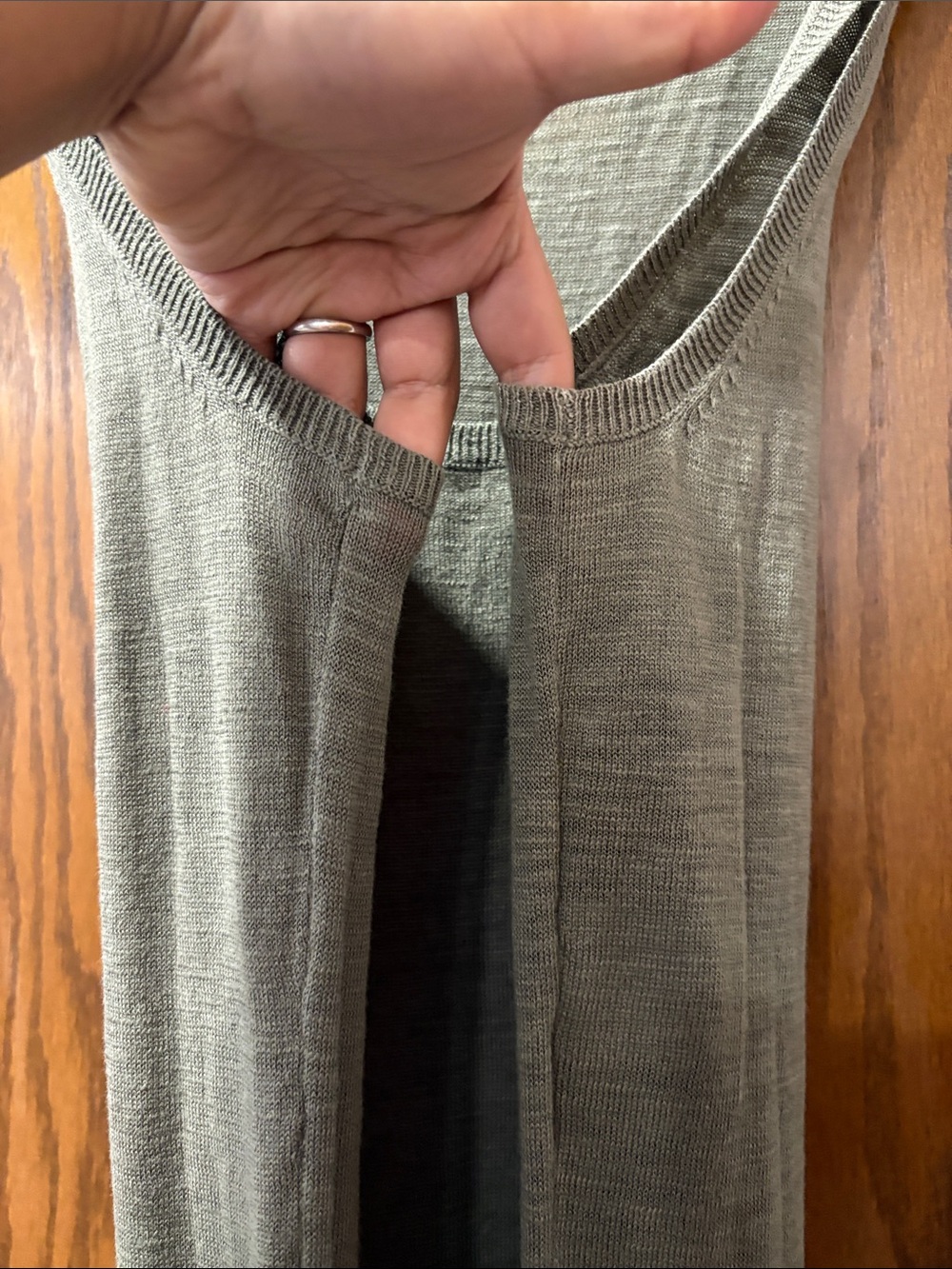 United Colors of Benneton Olive Knit Sweater Maxi Tank Dress 100 Cotton Large - Picture 8 of 8